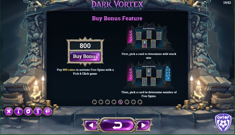 Buy Bonus trong Dark Vortex cho phép người chơi mua vào các điểm thưởng