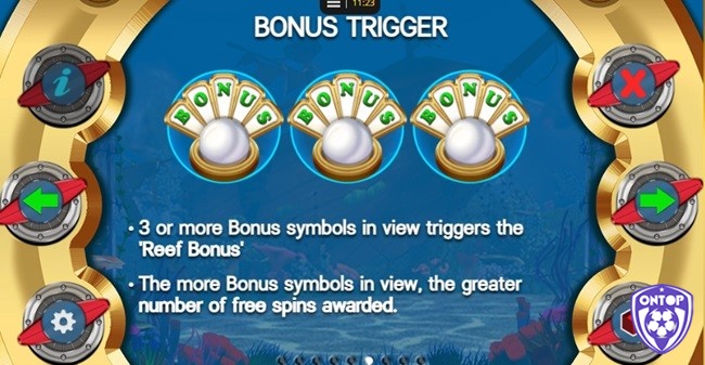 3 biểu tượng ngọc trai Bonus trở lên sẽ kích hoạt tính năng Reef Bonus