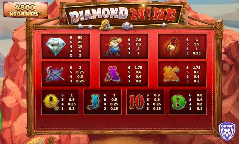 Biểu tượng kim cương có thể đem lại phần thưởng lên đến 50 lần số tiền cược