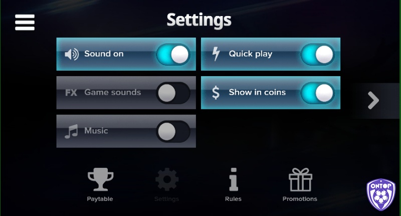 Mở menu cài đặt để thiết lập các cấu hình của trò chơi