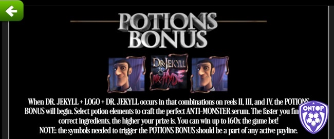 Các biểu tượng Dr. Jekyll + Logo + Dr. Jekyll kích hoạt Potions Bonus