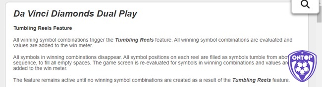 Tumbling Reels được kích hoạt khi có bất kỳ tổ hợp chiến thắng nào trên guồng
