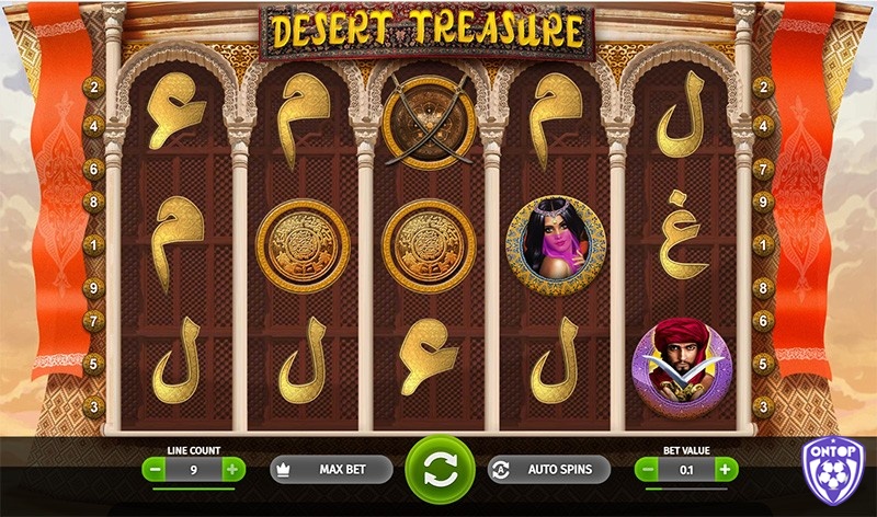 Vòng quay miễn phí trong Desert Treasure giúp bạn có cơ hội nhận nhiều giải thưởng hấp dẫn