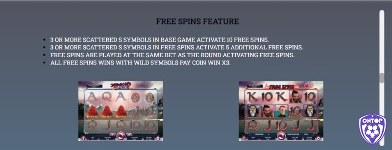 3 biểu tượng Free Spins sẽ kích hoạt 10 vòng quay miễn phí