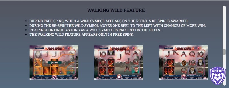 Walking Wild Feature chỉ xuất hiện trong tính năng vòng quay miễn phí