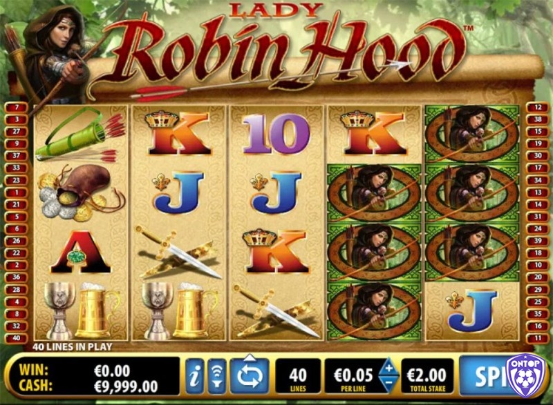 Lady Robin Hood là một trò chơi có năm cuộn và 40 dòng