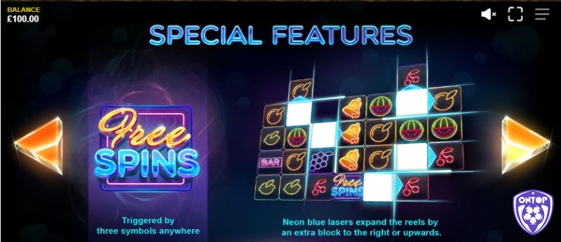 Vòng quay Laser Fruit slot miễn phí sẽ được tặng cho bạn khi bạn quay được 3 biểu tượng Free Spin ở bất kỳ đâu trên guồng